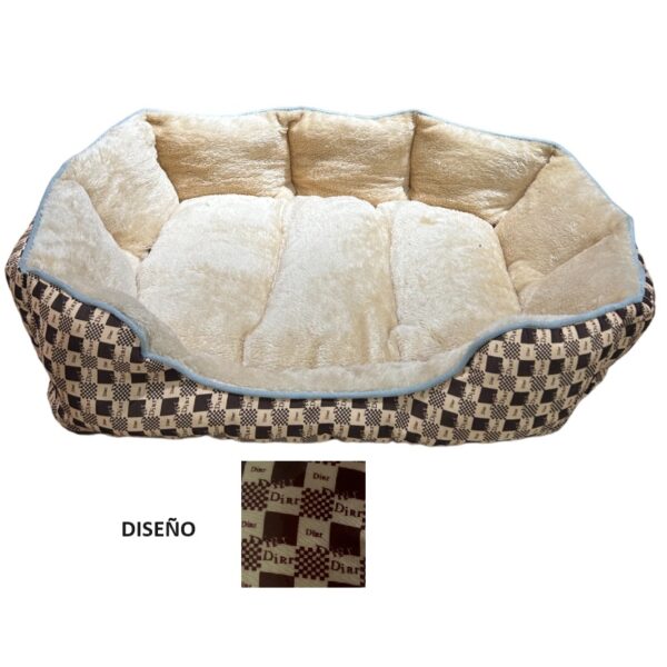 Cama rectangular felpa con bordes L