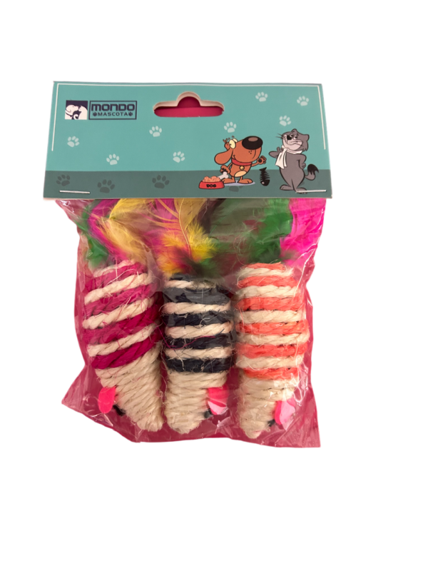 Pack de tres ratones de cuerda sisal